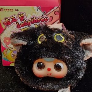 Baby Three Tiny Animal Heads - Black  Cat